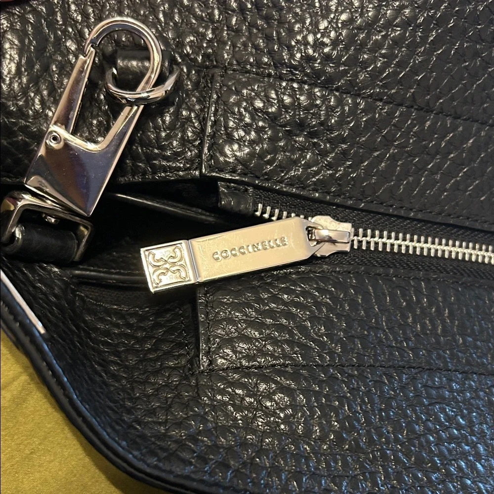 Coccinelle Black Pebbled Leather Satchel Bag – Italian Leather Crossbody